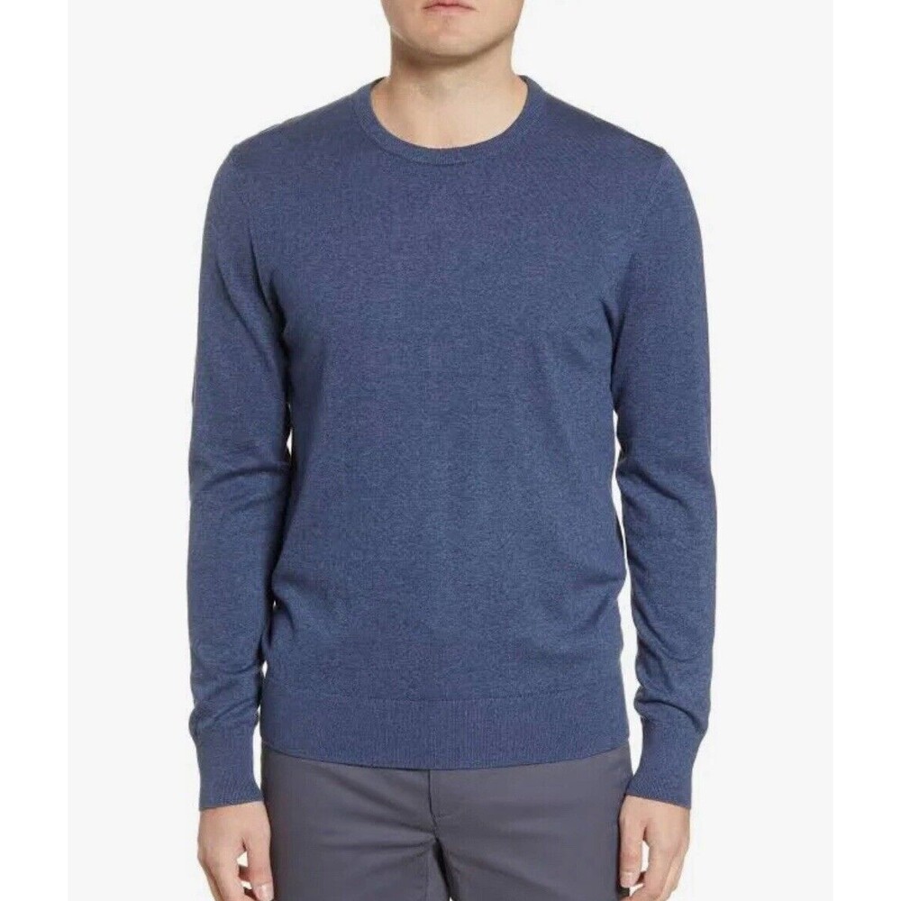 Tommy John Second Skin Crew Neck Knit Sweater In Dress Blues Heather Sz Lg New